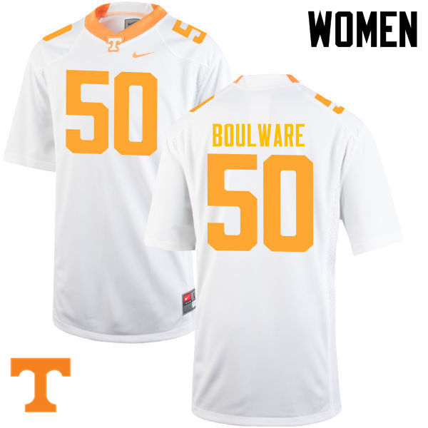 Women #50 Venzell Boulware Tennessee Volunteers College Football Jerseys-White